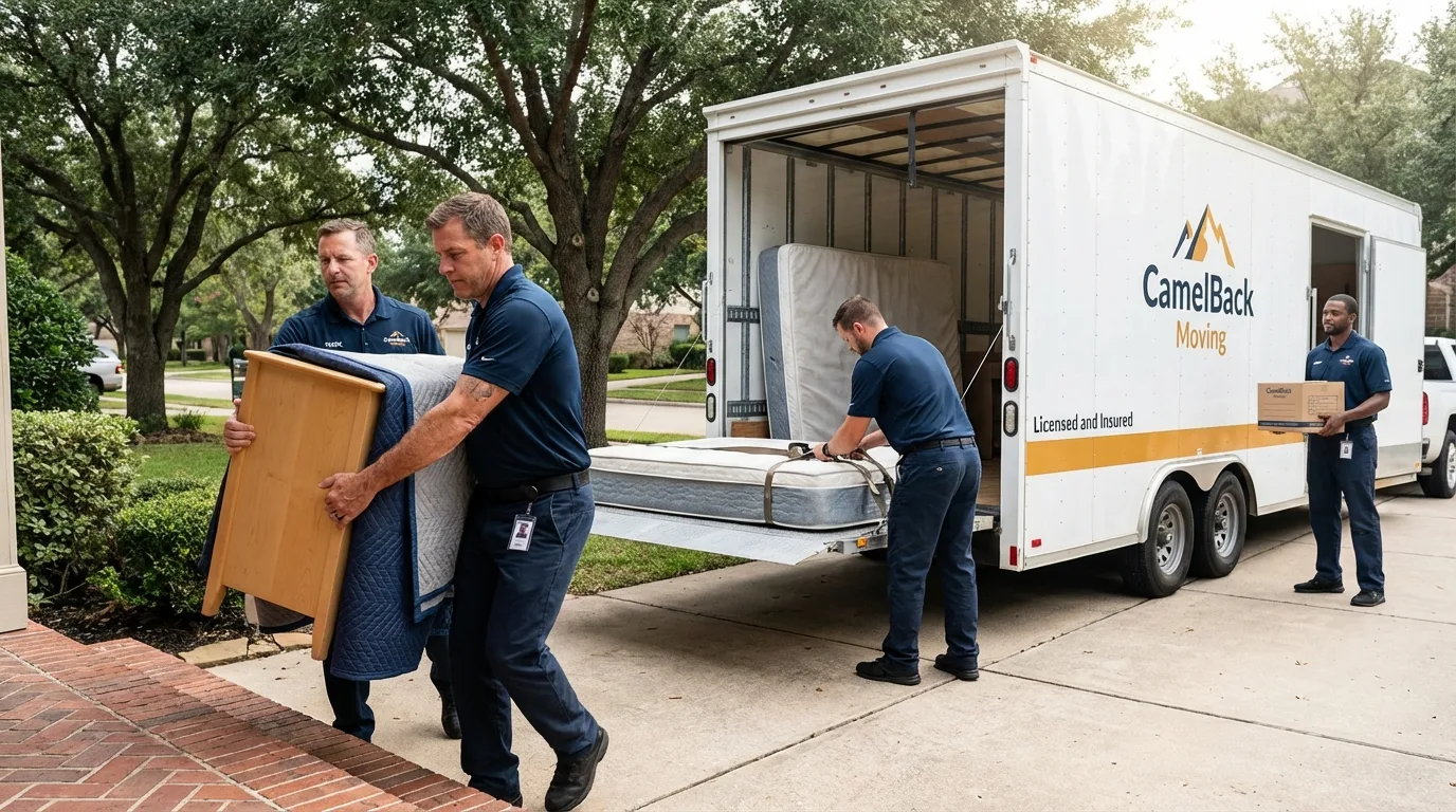 Crew loading residential truck for cross-state move from Effingham, NH