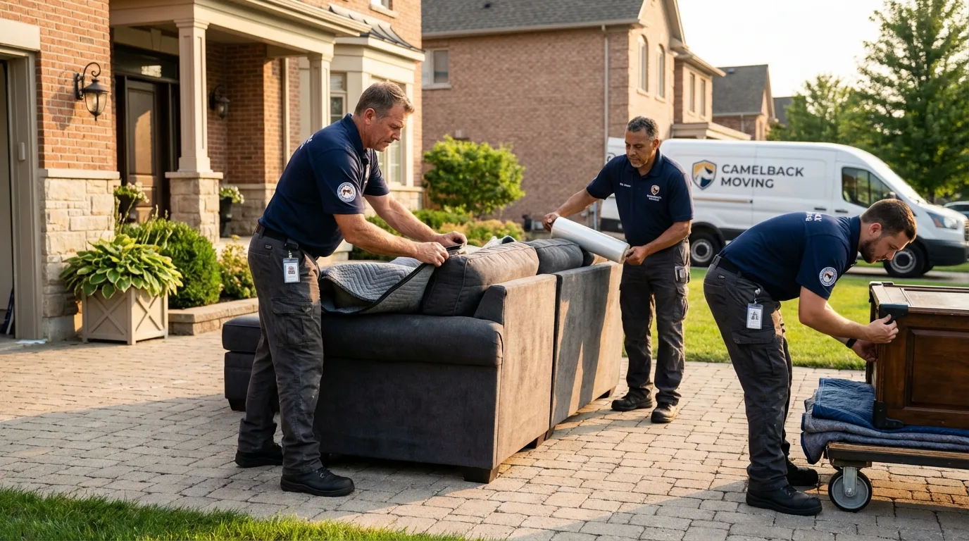 Large estate moving crew wrapping furniture in Effingham, NH